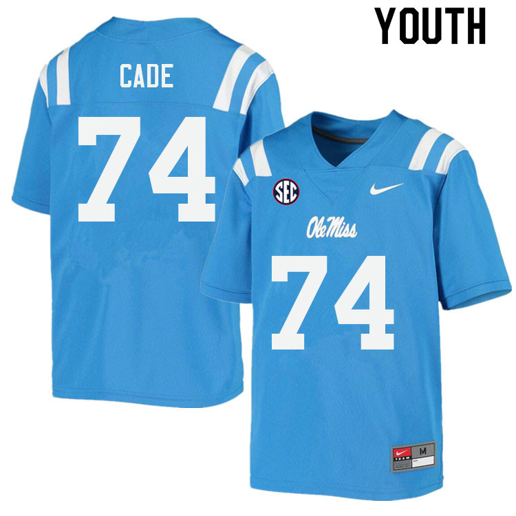 Erick Cade Ole Miss Rebels NCAA Youth Powder Blue #74 Stitched Limited College Football Jersey NSM1558OC